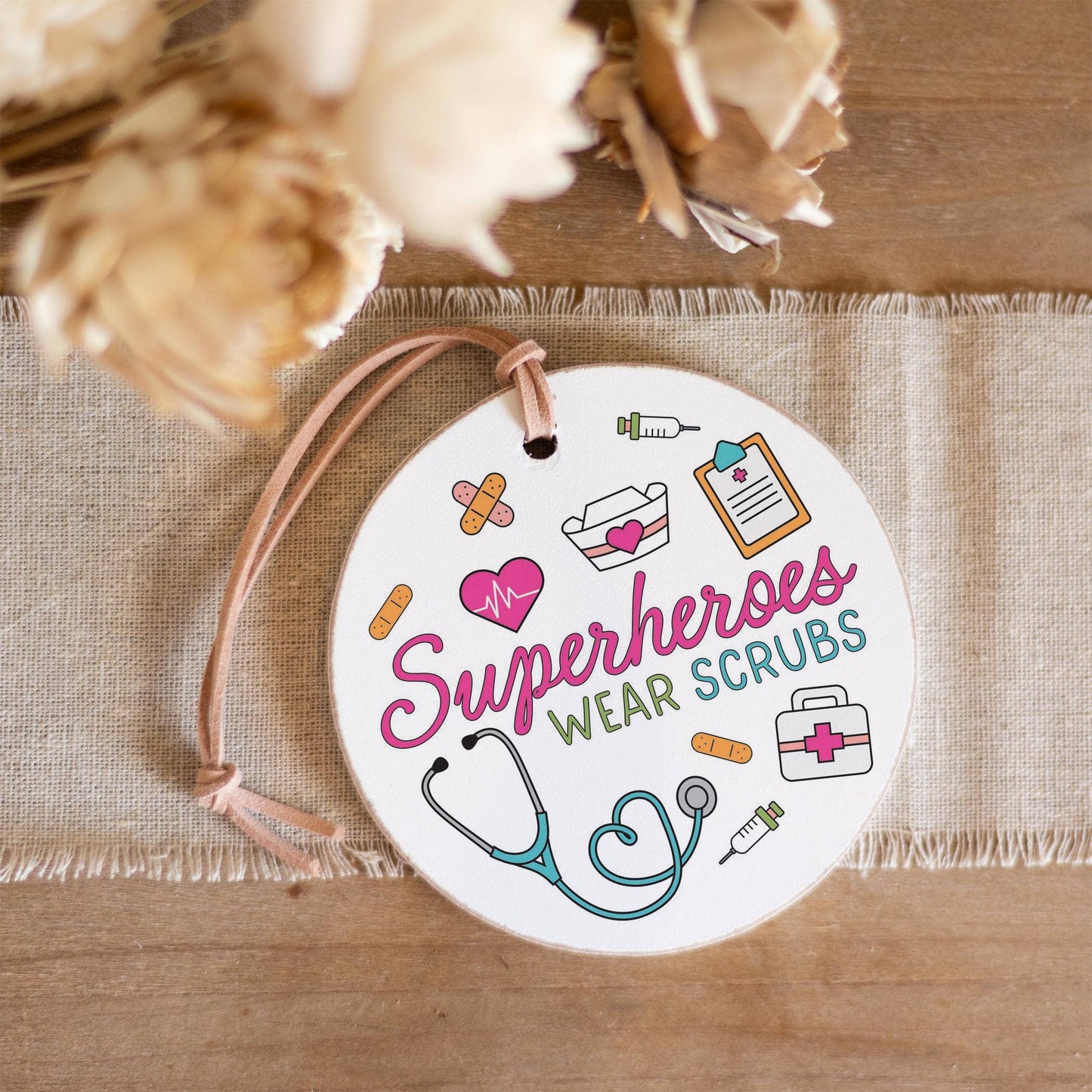 4" Round Ornament-Superheroes Wear Scrubs