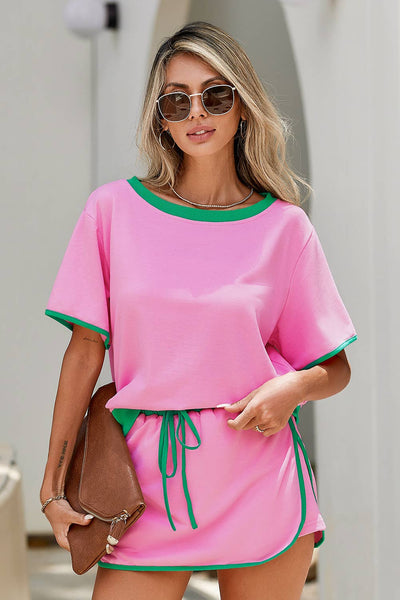 Rose T Shirt and Skirt Set