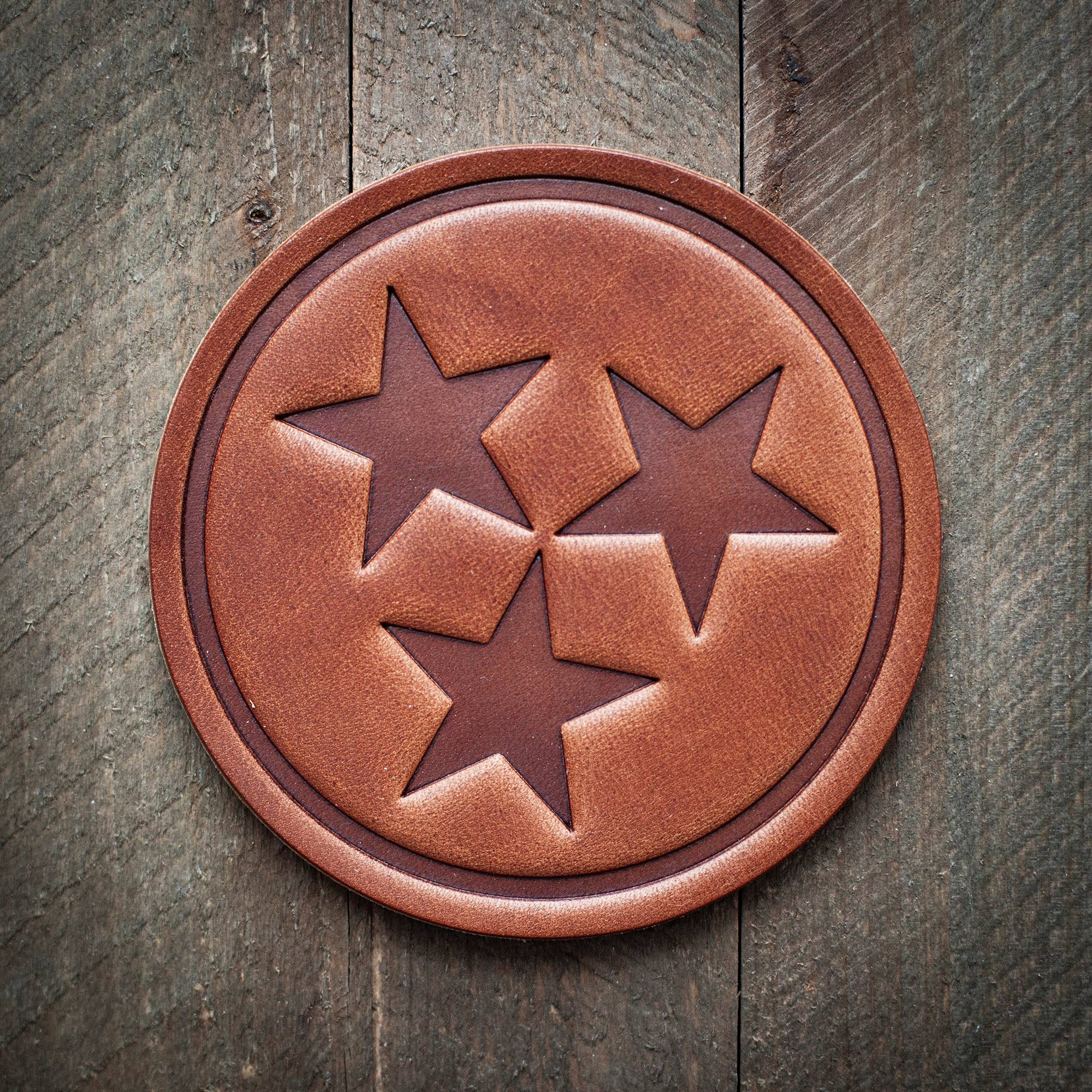 Tennessee Tri-Star Leather Coaster