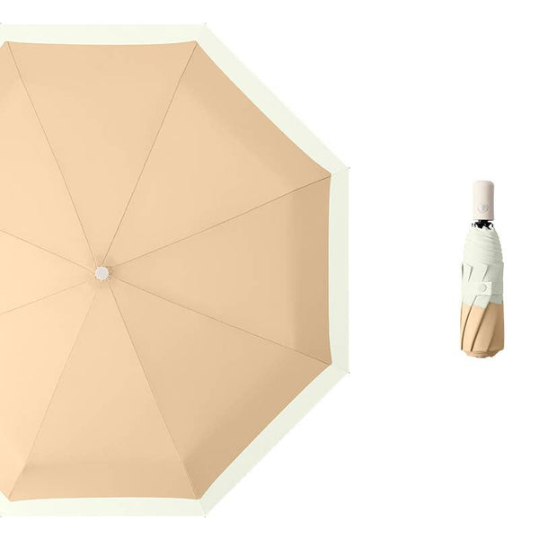 Trimmed Grace Compact Umbrella Cream Push button handle in Pastel Colours