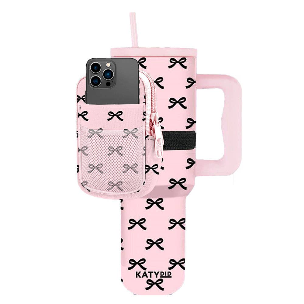 Black & Pink Mini Coquette Bows Tumbler ZIPPER POUCH: Light Pink