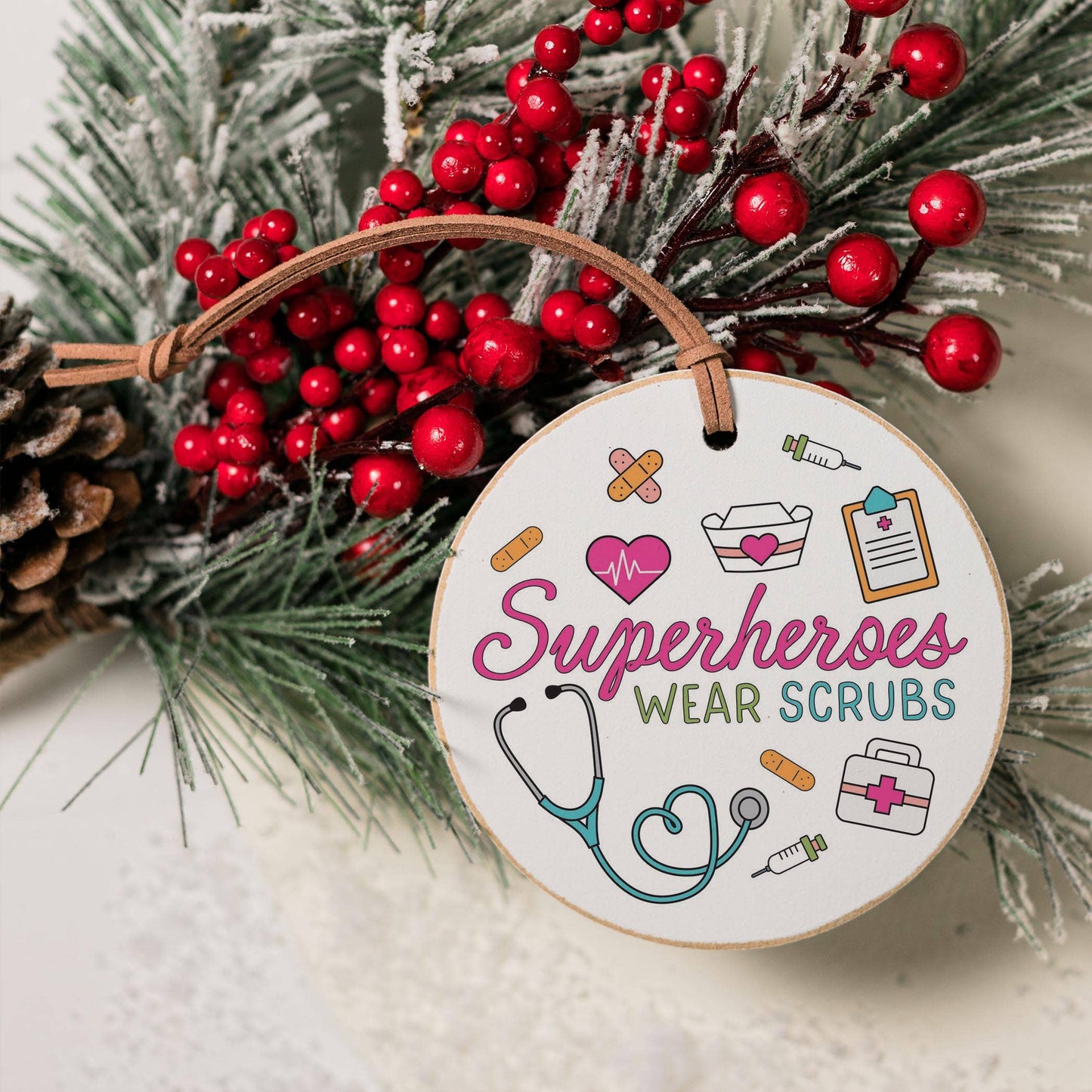 4" Round Ornament-Superheroes Wear Scrubs