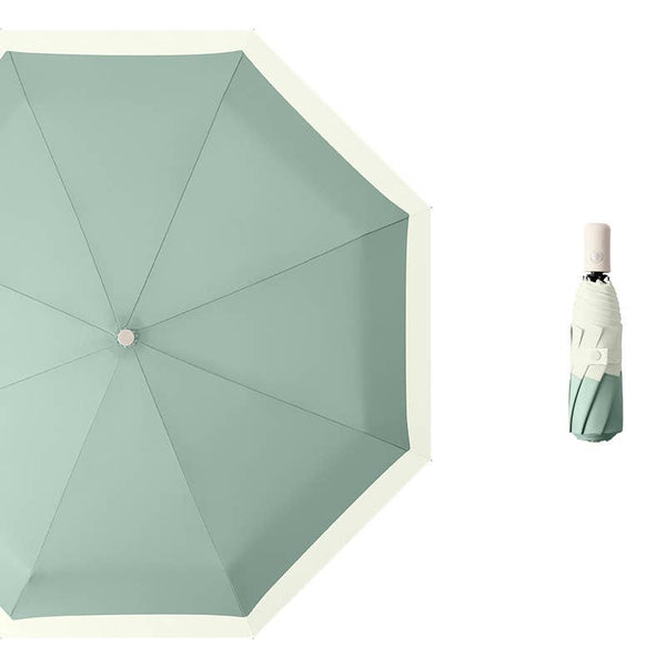 Trimmed Grace Compact Umbrella Cream Push button handle in Pastel Colours