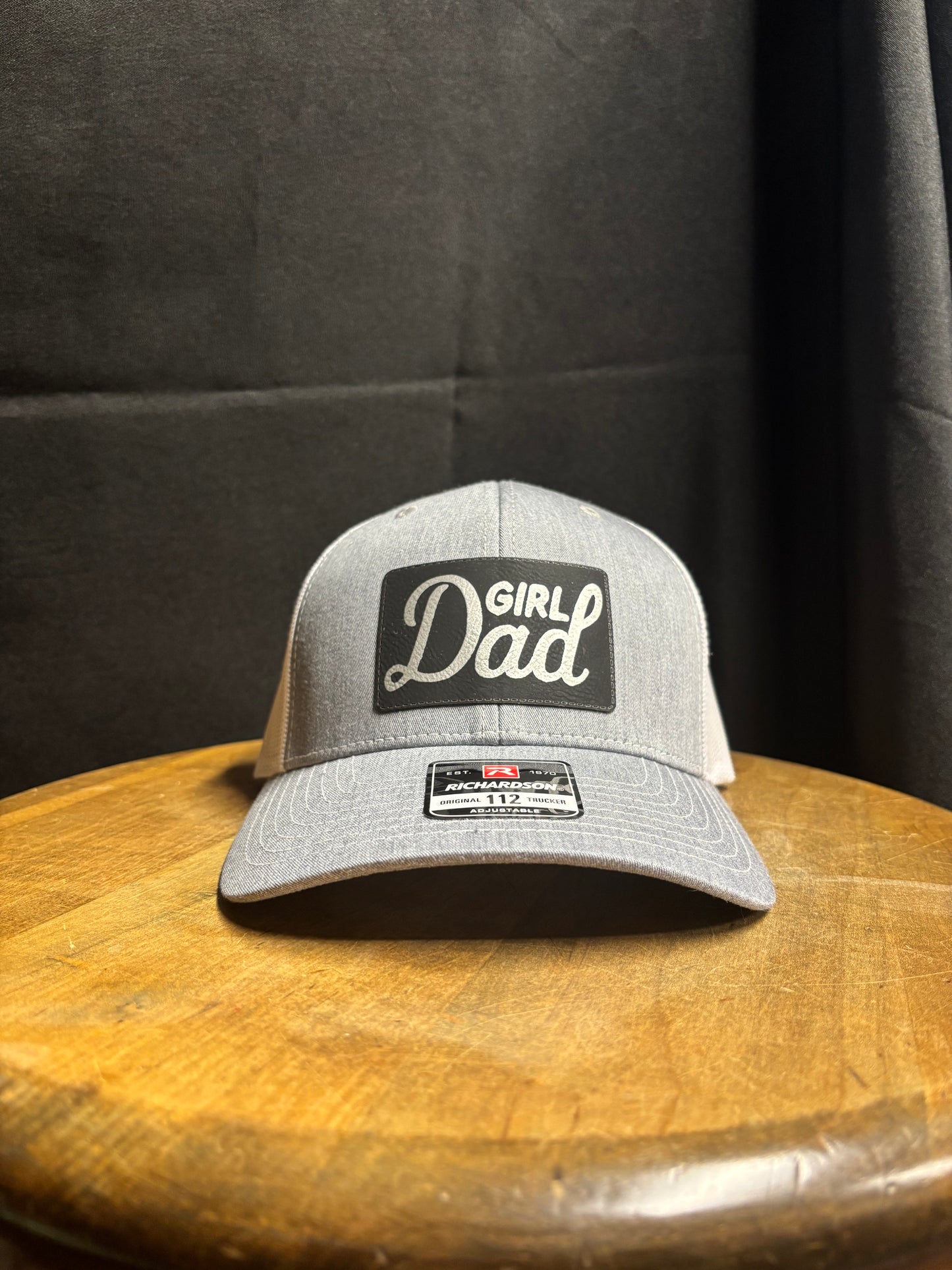 Adult Girl Dad Patch Snapback Hat: Gray & White / Black