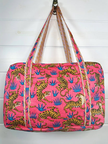 Rose Pink Tigers - Weekender Overnight Travel Bag -
