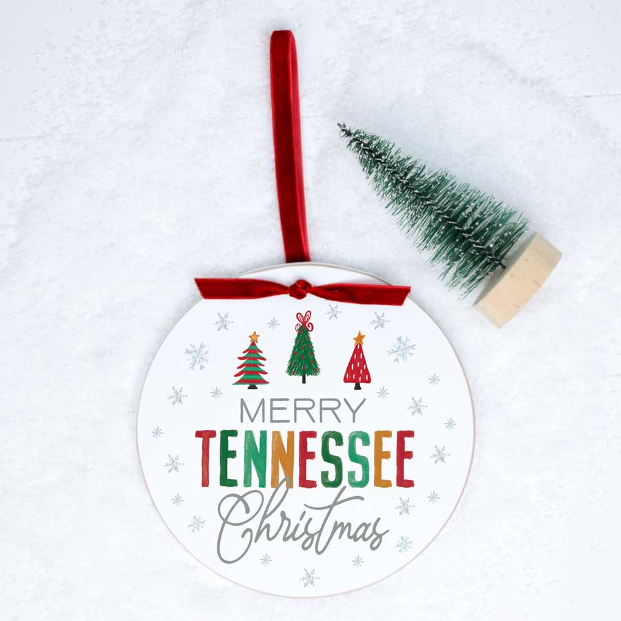 Merry Tennessee Wooden Ornament