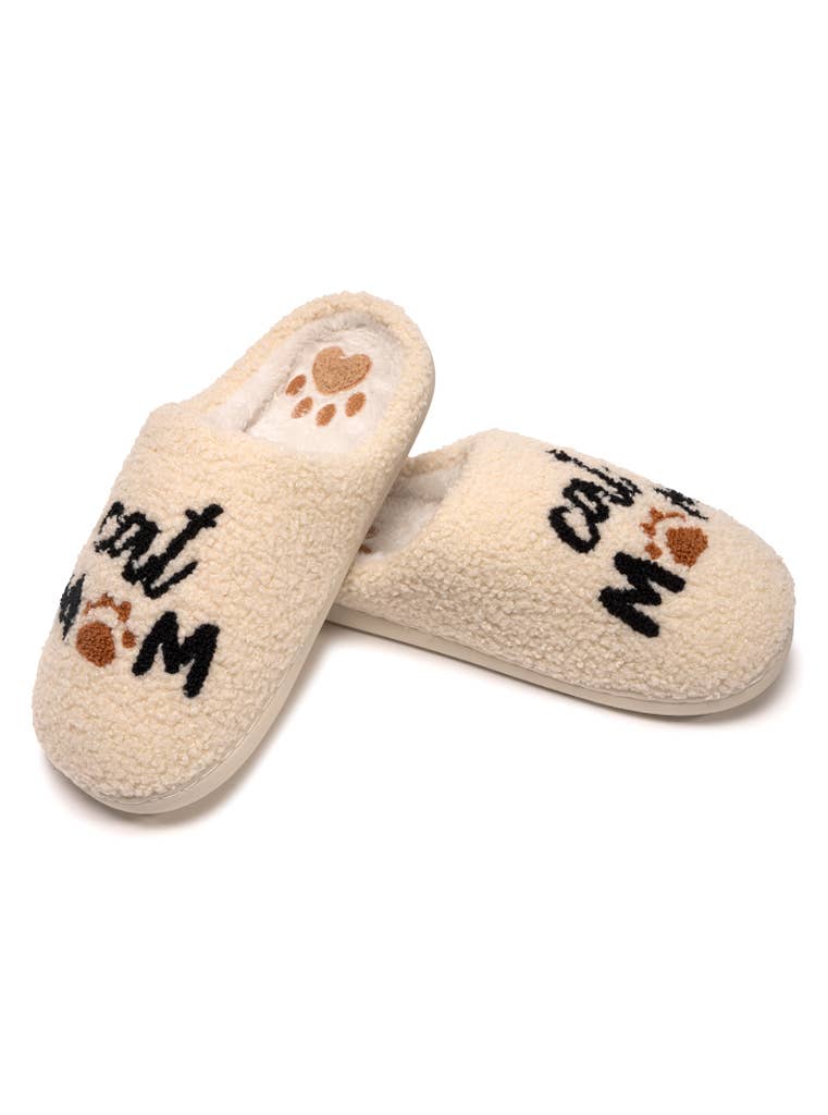 "Cat Mom" - Slippers Cream
