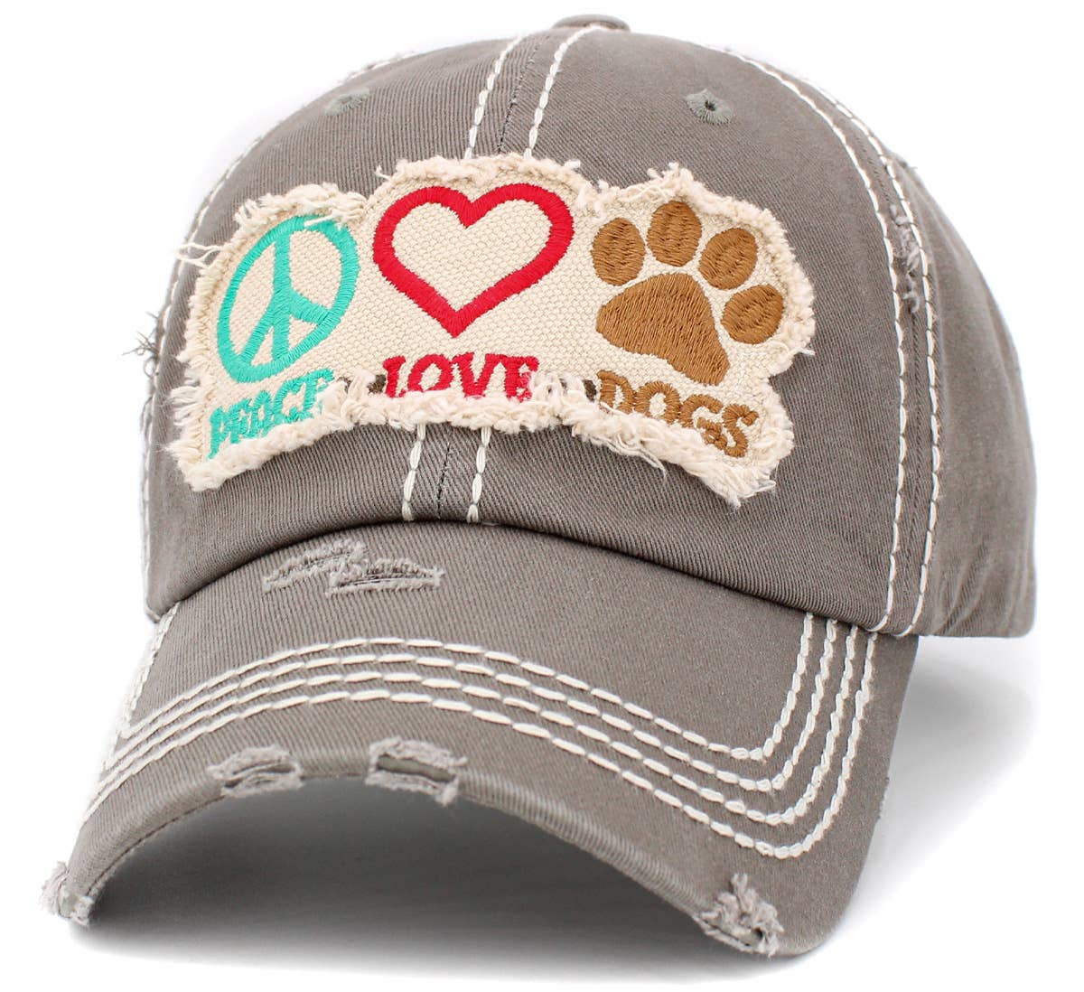 Peace Love Dogs Vintage Ballcap: BLK