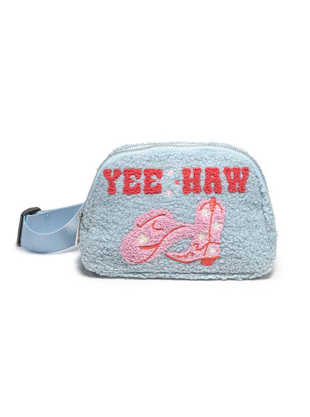 Adjustable Belt Bag - Western Cowgirl "Yee Haw" - Light Blue