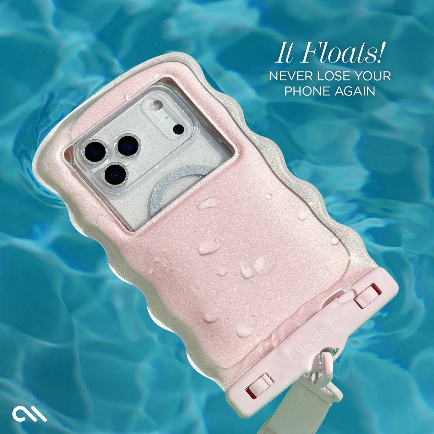 Case-Mate Wavy Waterproof Floating Phone Pouch: Ballet Pink Twinkle