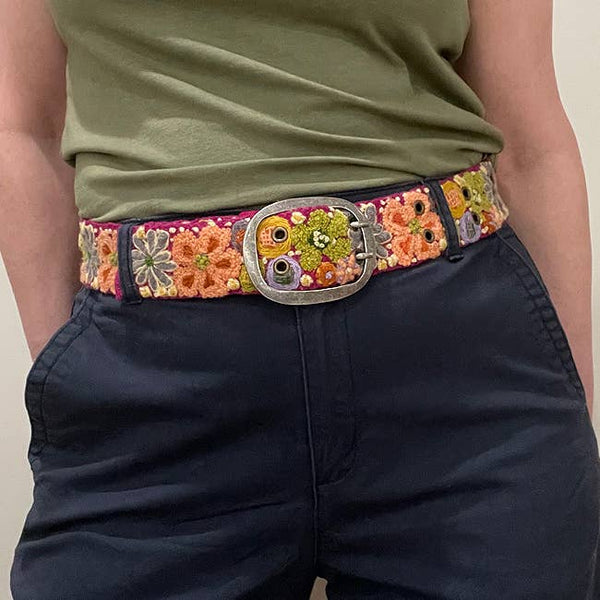 Wildflowers Embroidered Wool Belt: S