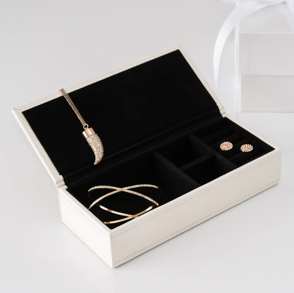 White Faux Leather Jewelry Box