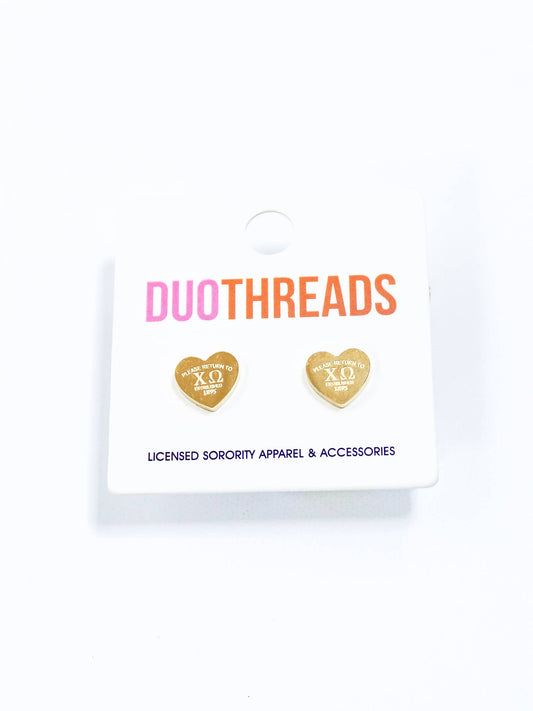 CHI Omega Sorority Heart Earrings: