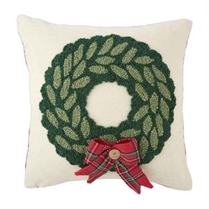 Wreath Tartan Hooked Pillow