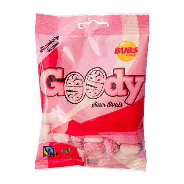 BUBS Godis: Sour Strawberry Vanilla Goody Ovals