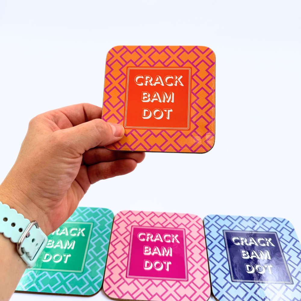 Mahjong Coasters, 4 Set | Green, Pink, Blue, Orange