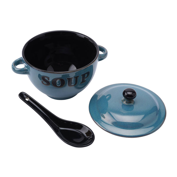 Blue Soup Bowl and Spoon Sets