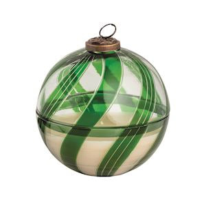 GREEN CANDY CANE GLASS CANDLE