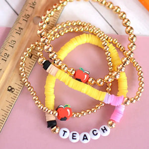 Teacher Bright Color/Wood Bracelet Stack Jewelry