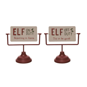 Elf On/Off Duty Reversible Sign: Metal