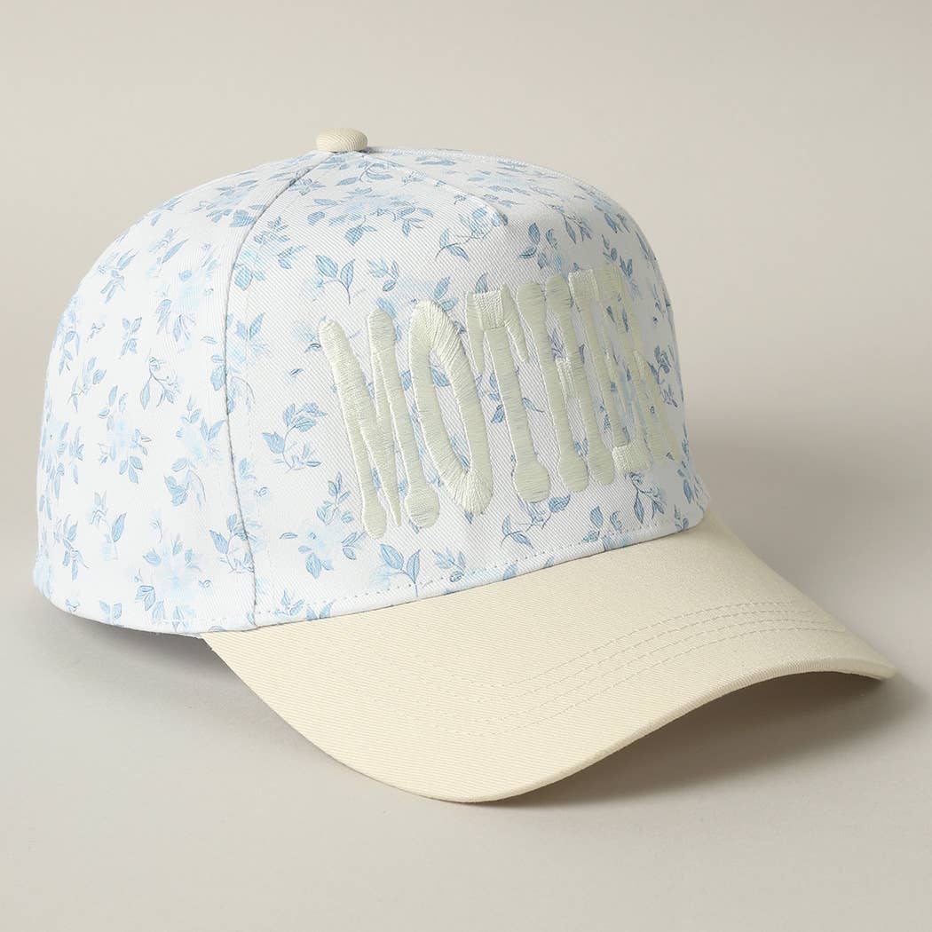 MOTHER Embroidered Flower PatternTrucker Hat: BLUE/BEIGE