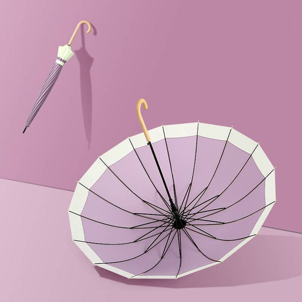 Two Tones Pastel Colour Umbrella with curve handle