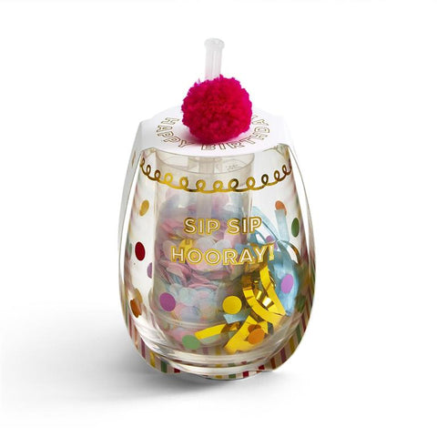 Sip Sip Hooray! Happy Birthday Stemless Glass