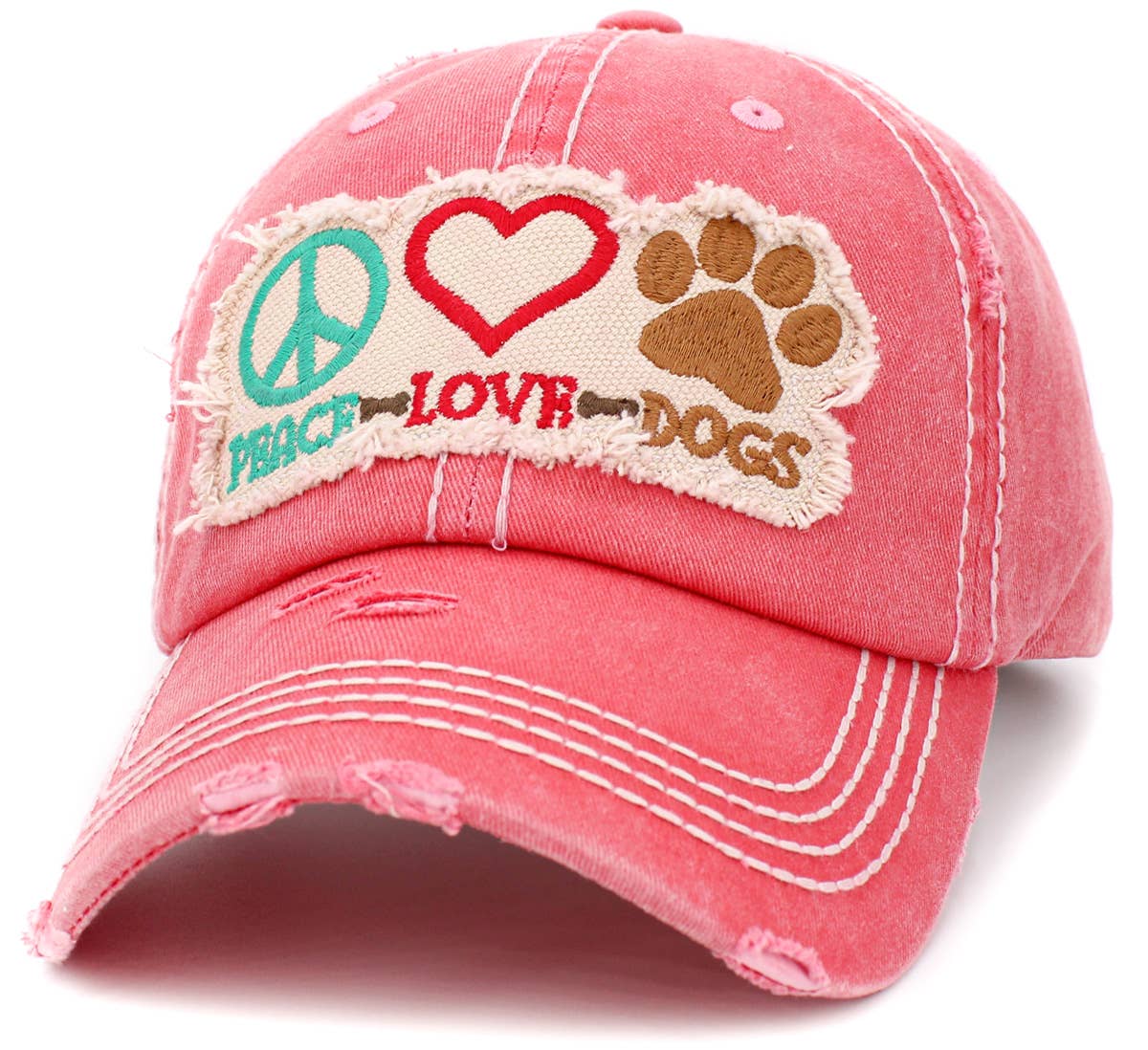 Peace Love Dogs Vintage Ballcap: BLK