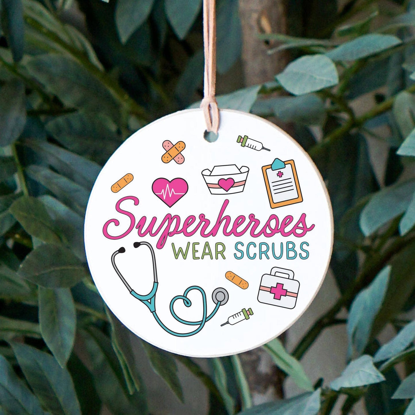 4" Round Ornament-Superheroes Wear Scrubs