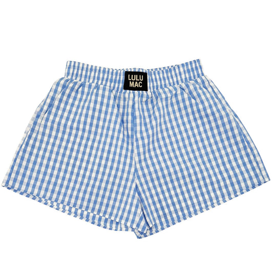 LULU MAX LT. BLUE GINGHAM BOXER SHORT