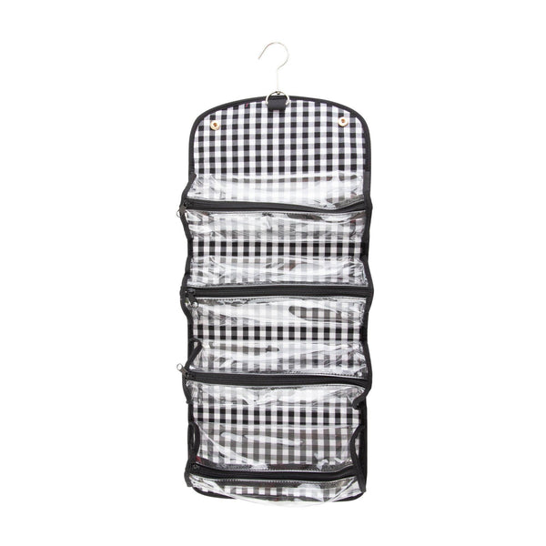 Gingham Roll Up Cosmetic: Black