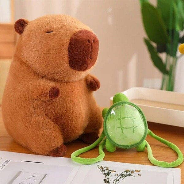 Capybara Kawaii Plush w/ Turtle Backpack