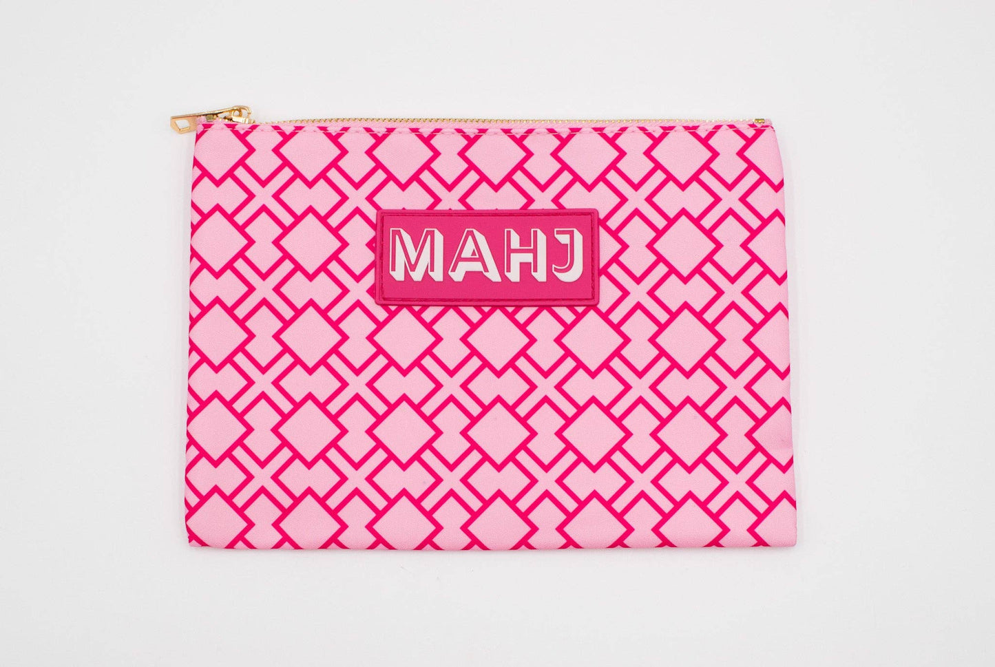 Premium Mahjong Card & Accessory Bag: Stripes- Pink & Red Card & Accessory Bag