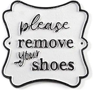 Please Remove Your Shoes Wall Sign, Cast Iron