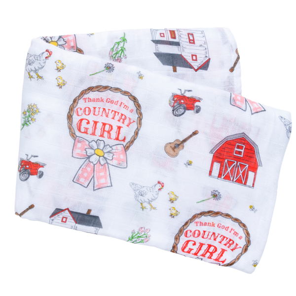 Country Girl Muslin Swaddle Receiving Blanket