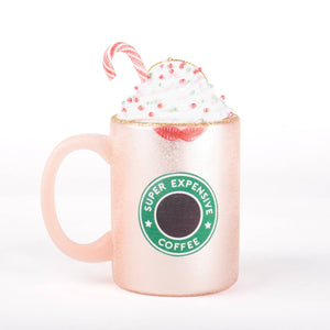 Peppermint Coffee Cup Boxed Glass Ornament