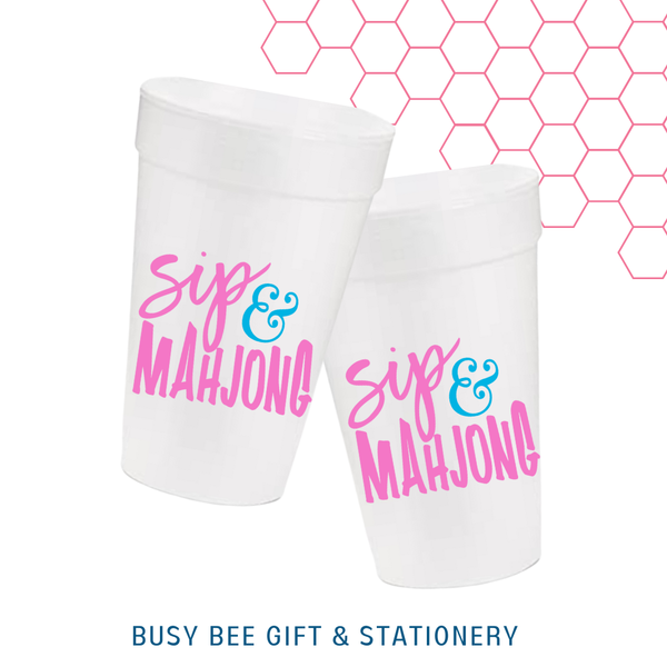 Sip and Mahjong Styrofoam Cups | 16 ounces |