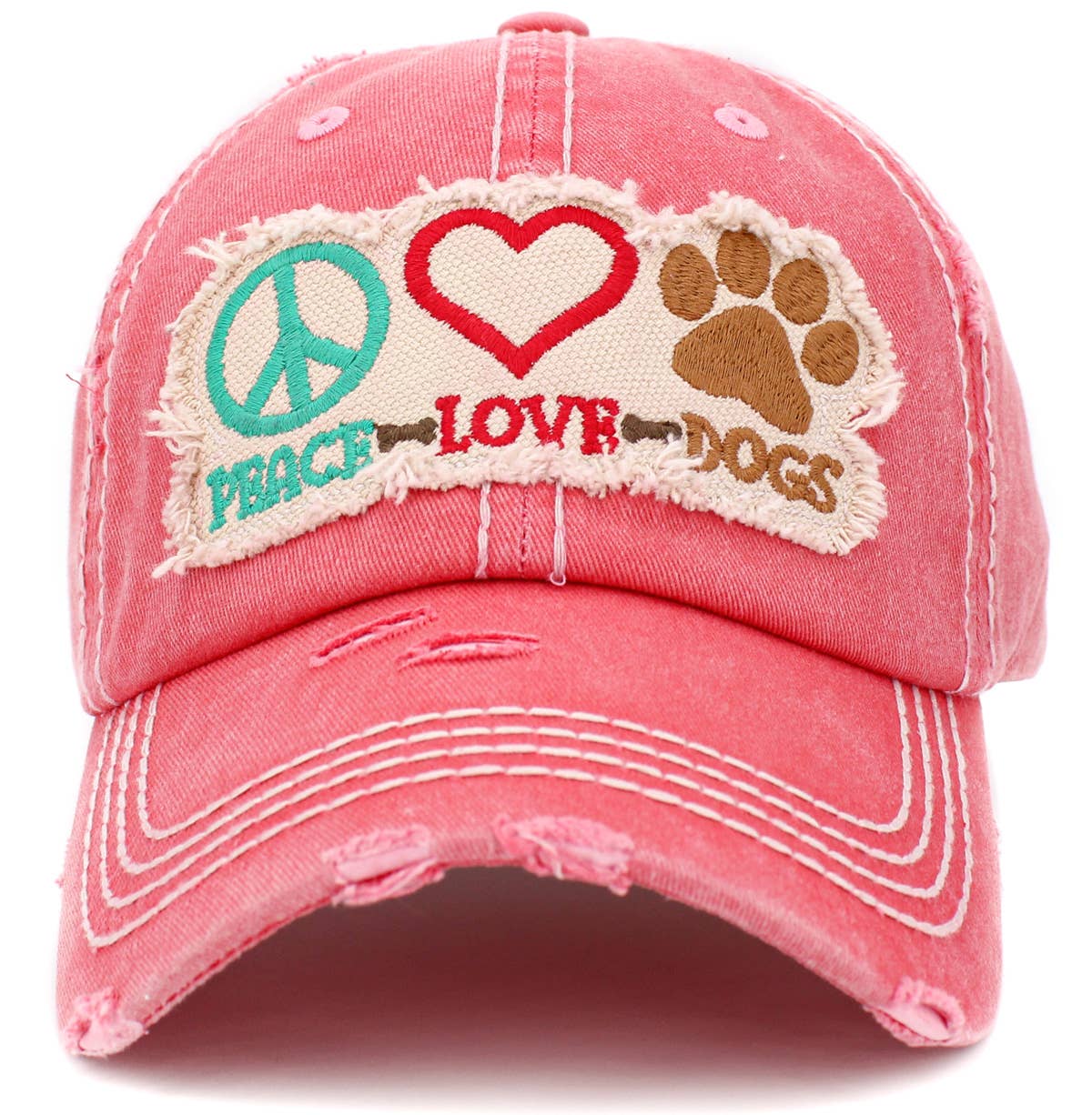 Peace Love Dogs Vintage Ballcap: BLK