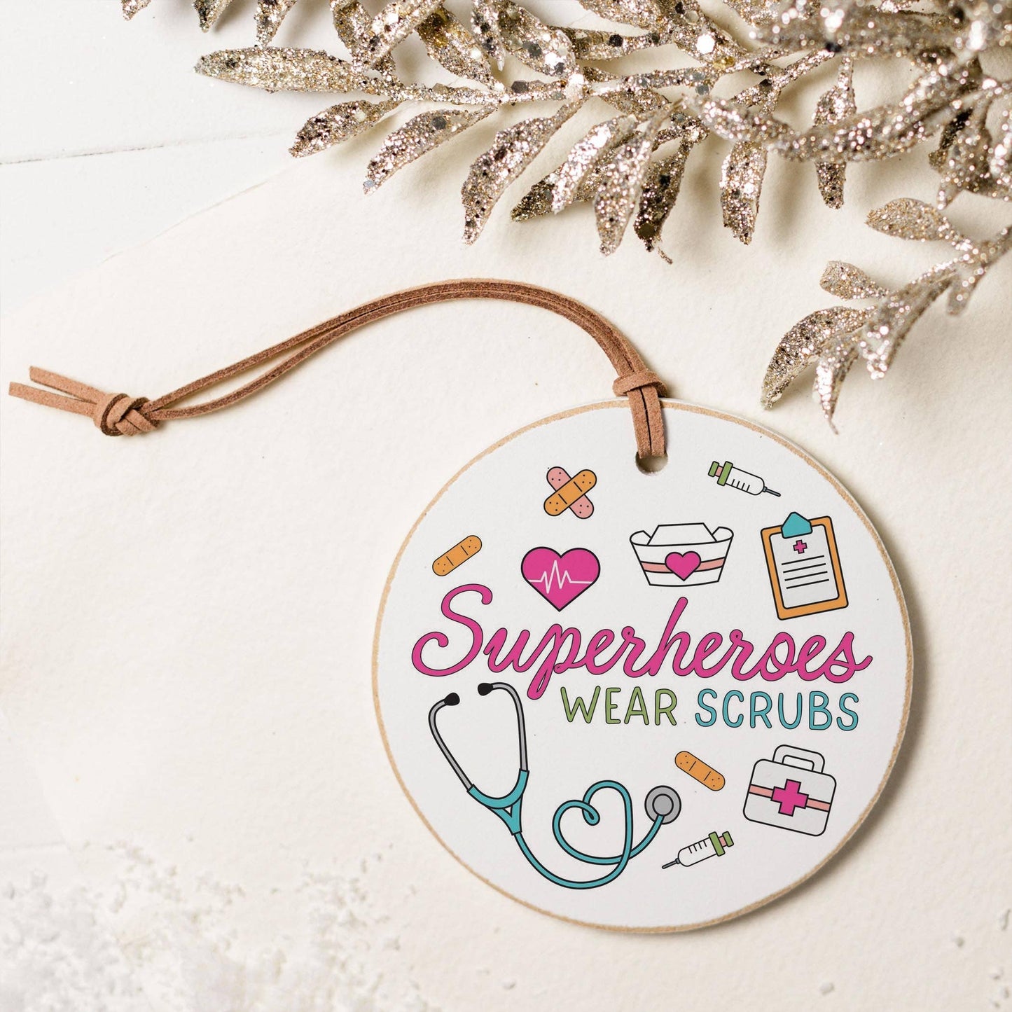 4" Round Ornament-Superheroes Wear Scrubs