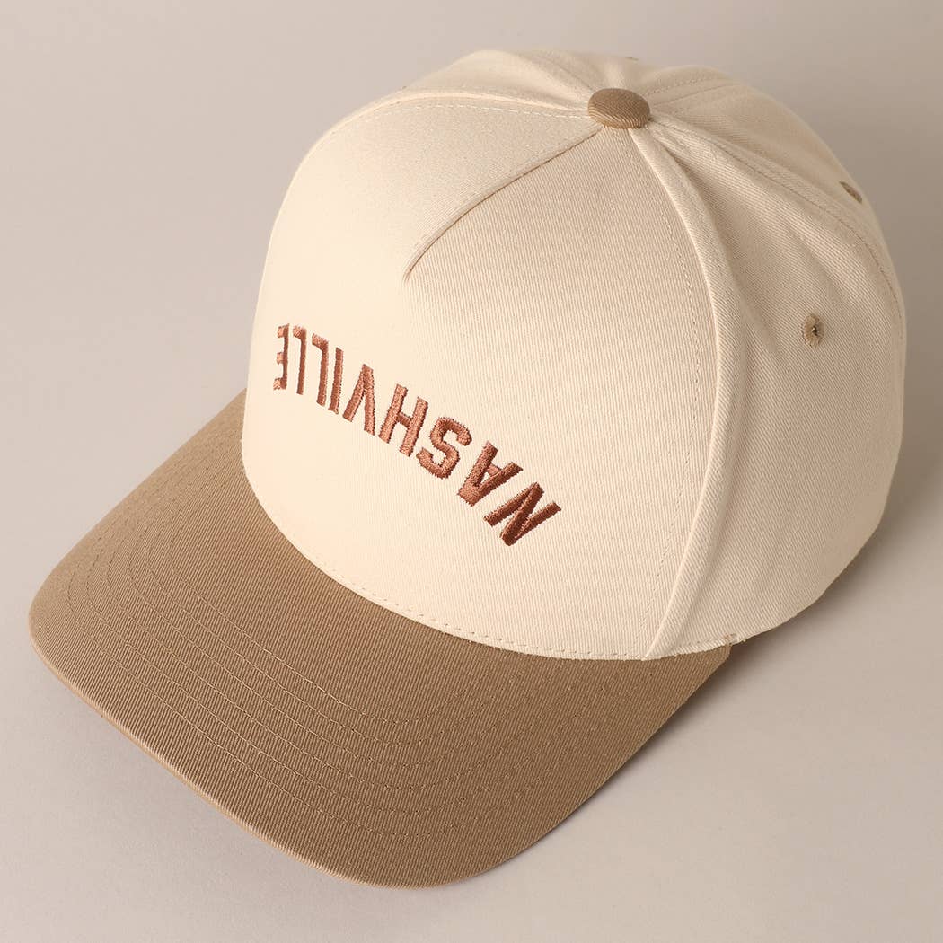 NASHVILLE - Upside Down Trucker Baseball Cap : BEIGE-BROWN