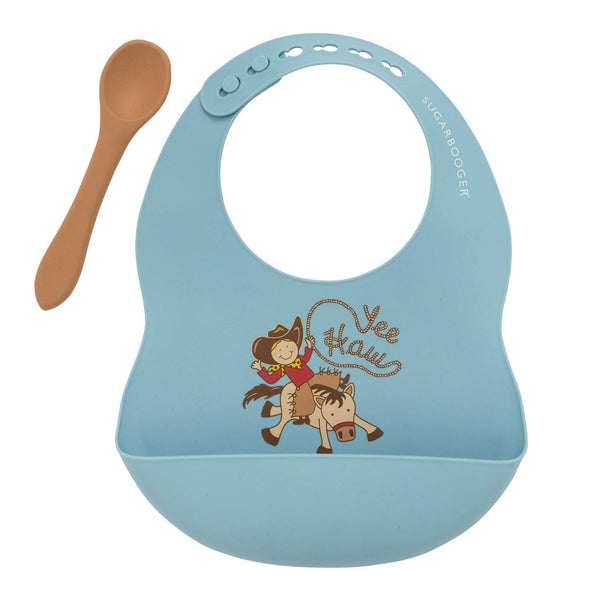 Fresh & Messy Silicone Bib & Spoon Set | Yee Haw