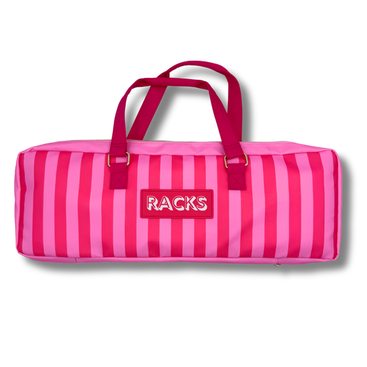 Mahjong Rack Bag Stripes |  Fits 20" Racks + Folded Mat : Stripes- Pink & Red Rack Bag