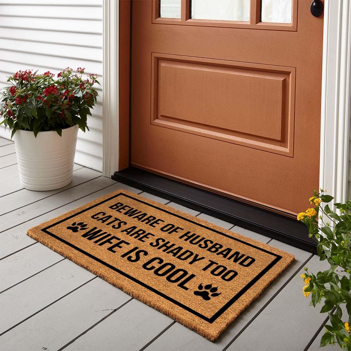 Beware of Husband Cats are Shady Too Wife is Cool Doormat