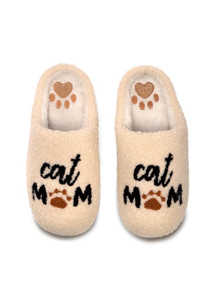 "Cat Mom" - Slippers Cream