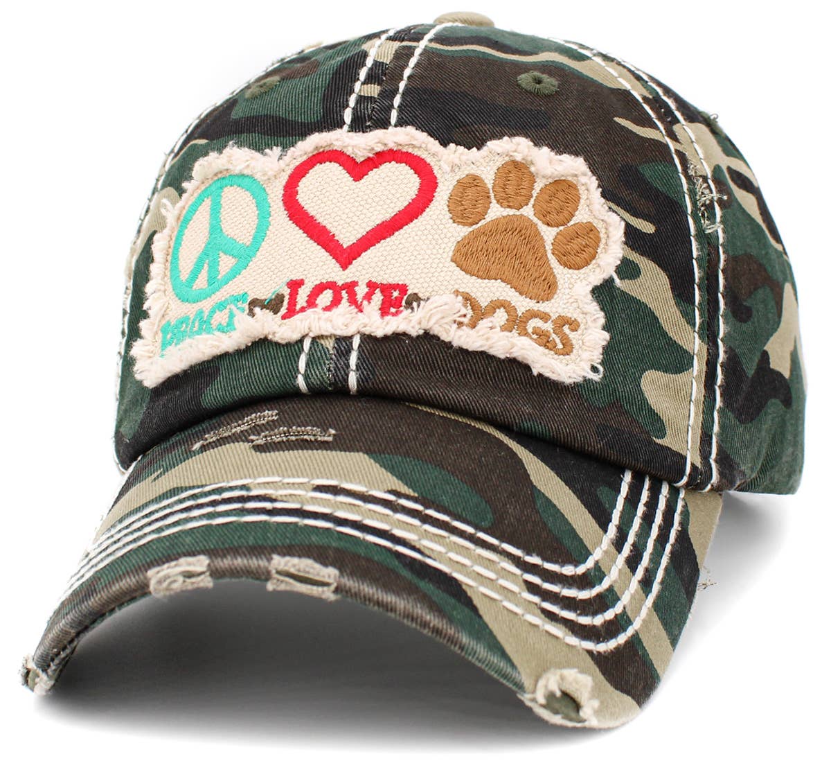 Peace Love Dogs Vintage Ballcap: BLK