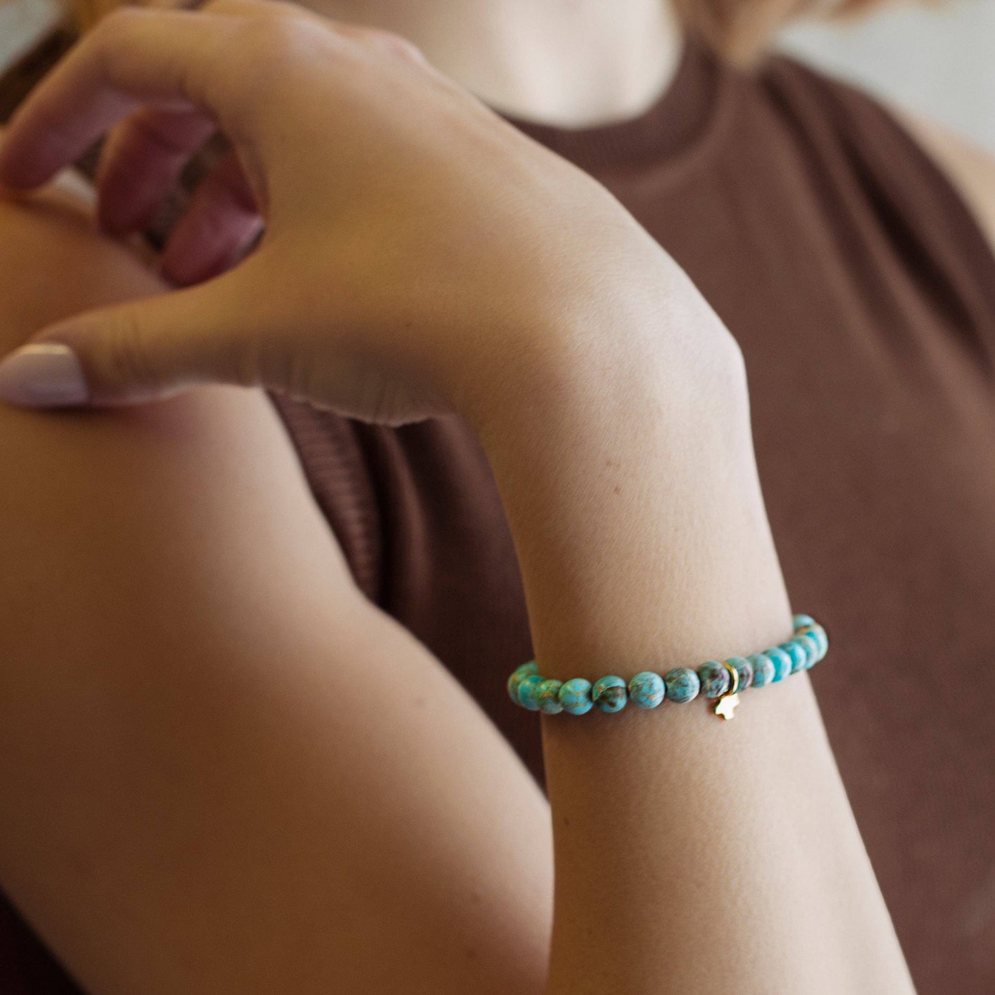 Scripture Bracelet with Cross Charm, Jasper