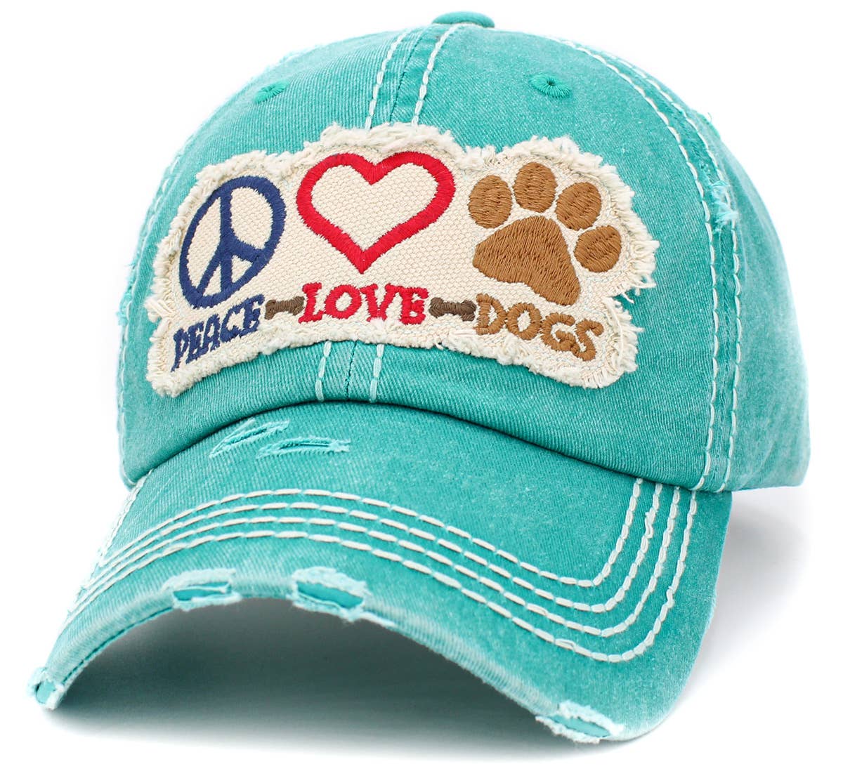 Peace Love Dogs Vintage Ballcap: BLK