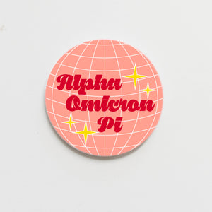 Alpha Omicron Pi Greek Disco Button