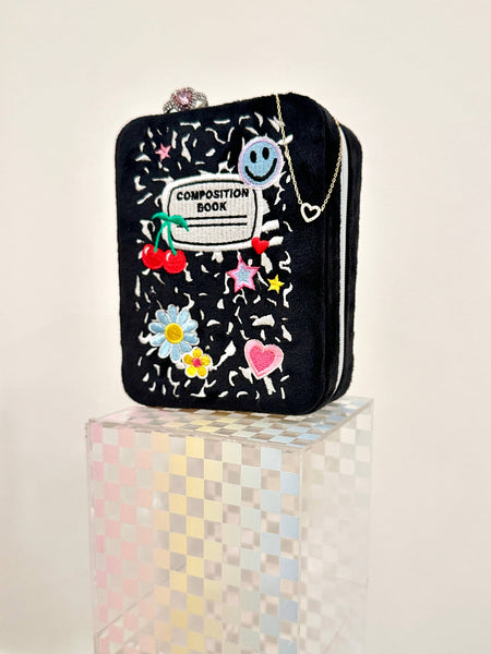 Composition Notebook Velvet Jewelry Zip Case