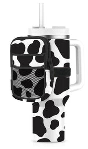 Black/White Cow Print Tumbler ZIPPER POUCH: White